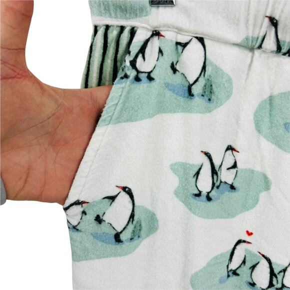 Munki Munki White Penguin Love Flannel Pajama Set Large - Picture 9 of 13
